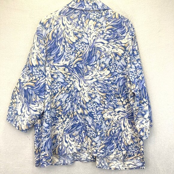 JM Collection Button Up 100% Linen‎ Shirt Womens 22W 3/4 Sleeve Lightweight Top - Picture 2 of 13